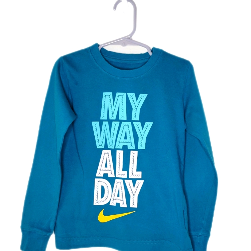 Nike long sleeve t-shirt, blue gree, size 4-5 yrs